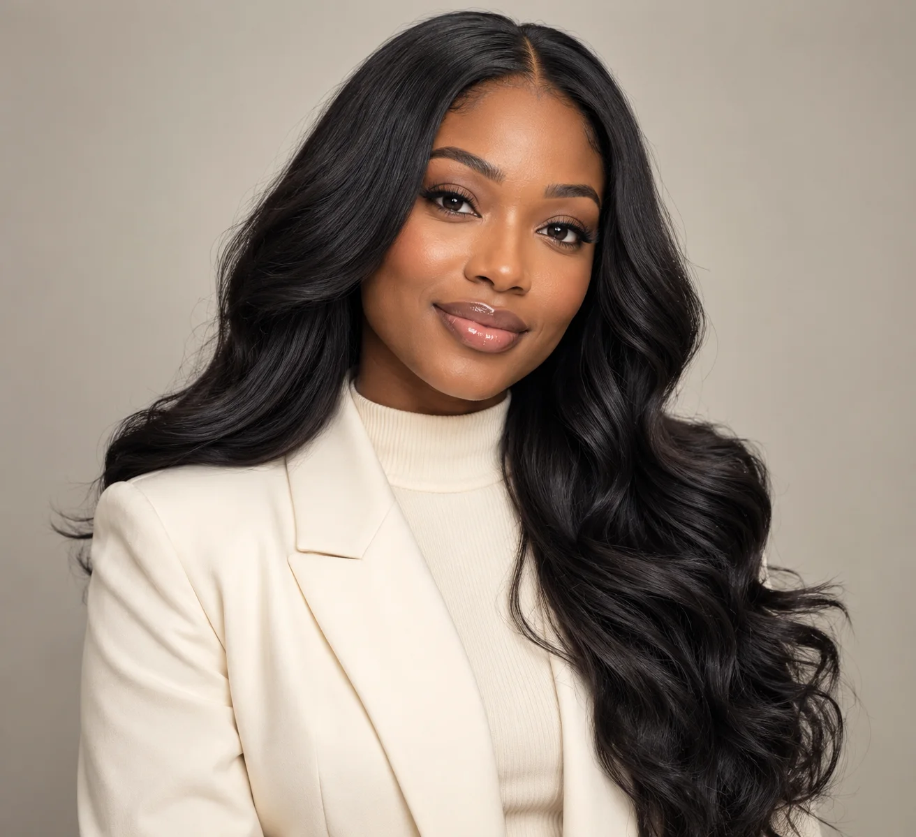 Woman styling body wave hair